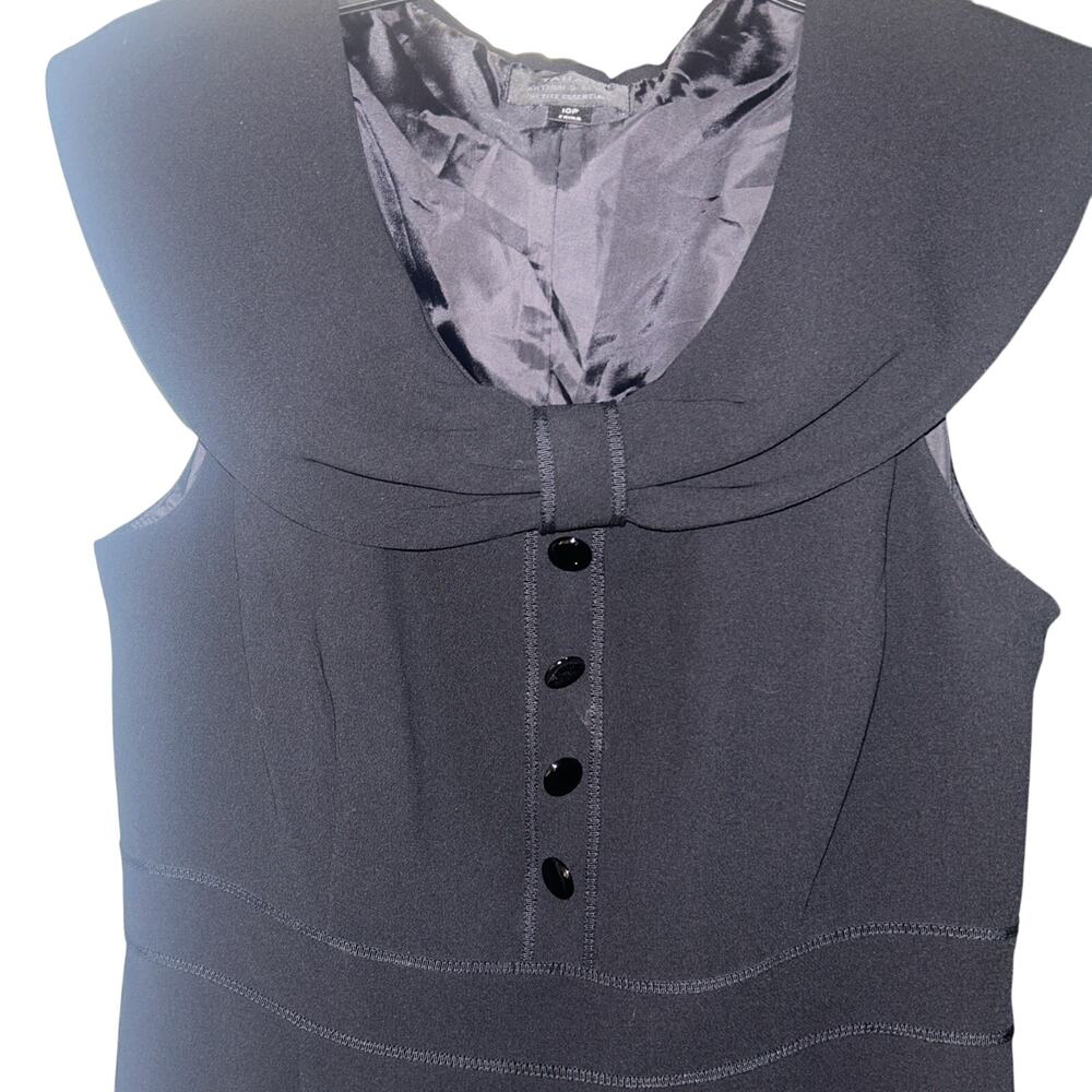 Tahari Arthur S Levine Black Sleeveless Dress Button Accents Lined Size 10P NWT